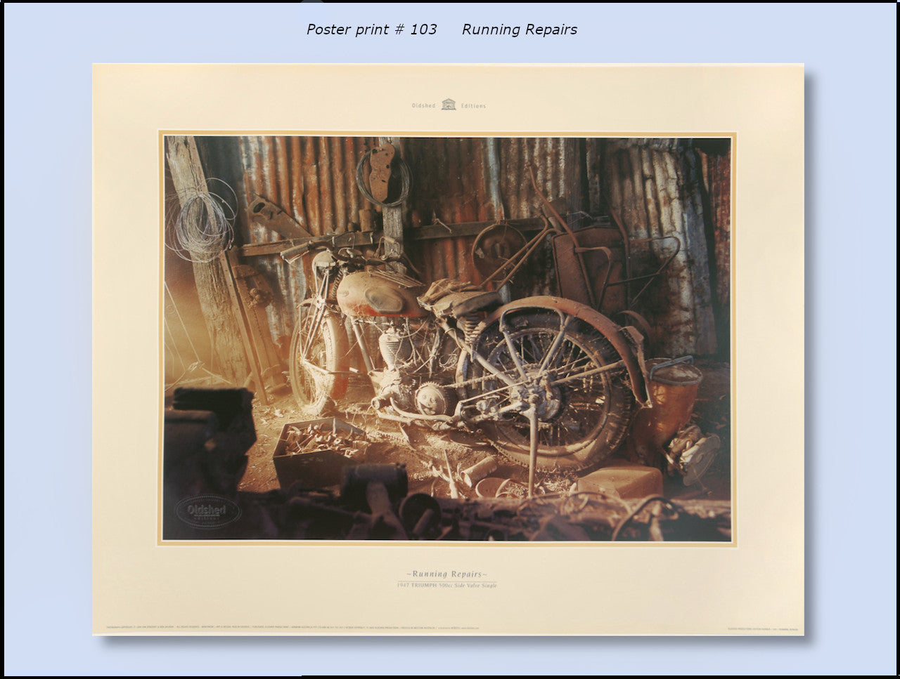 #103 - "Running Repairs" - 1947 Triumph 500cc (POSTER)